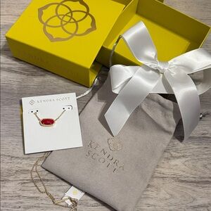 Kendra Scott Elisa Gold Pendant Necklace with Ruby Red Accent